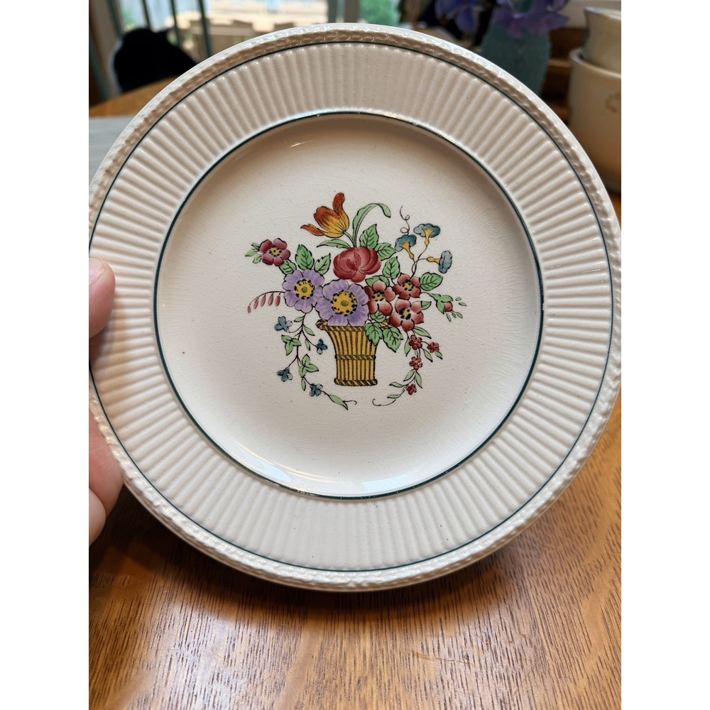 Set Of 6 Wedgwood Belmar 8" Salad Plates Edme Flower Basket Excellent